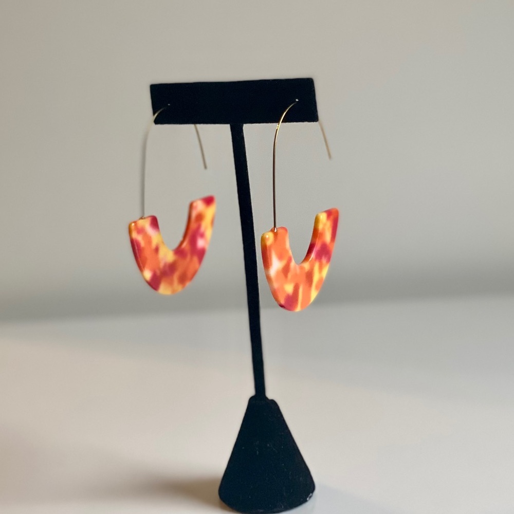 Red Yellow Orange Statement Earrings - image 4